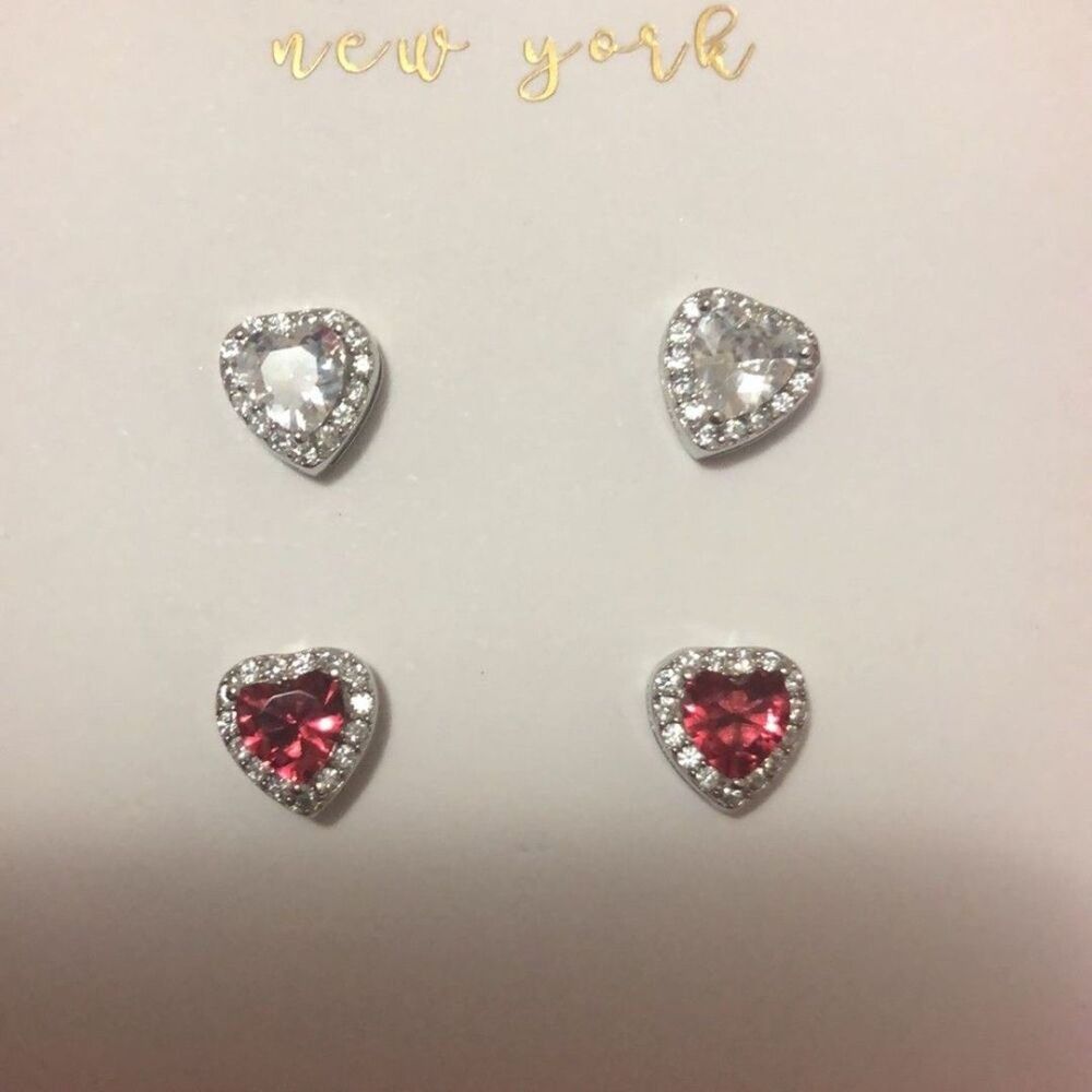 Heart shaped earrings Sterling silver 925 two pair new